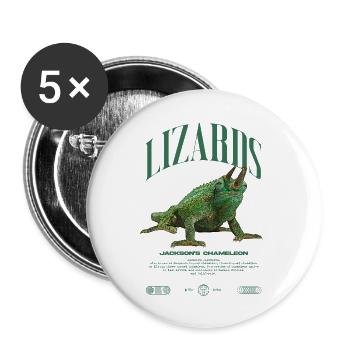 Jackson's Chamäleon Streetwear Eidechsenwärter - Buttons groß 56 mm (5er Pack) - Weiß - Vorne