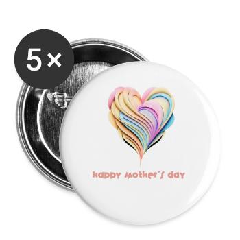 Rainbow Heart - Happy Mother's Day - Buttons large 2.2''/56 mm (5-pack) - white - Front