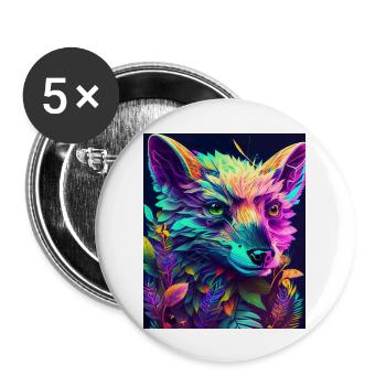 Neon Forest Fox - Buttons large 2.2''/56 mm (5-pack) - white - Front