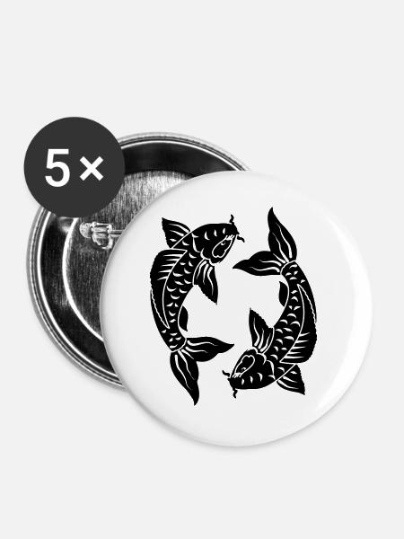 Sternzeichen Bild Fische - Buttons groß 56 mm (5er Pack) - Weiß