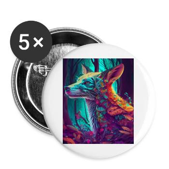Kleiner Fuchs im neonfarbigen Blättermeer - Buttons groß 56 mm (5er Pack) - Weiß - Vorne