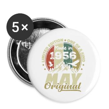 Vintage-Geschenk zum Jubiläum im Mai 1956 - Buttons groß 56 mm (5er Pack) - Weiß - Vorne
