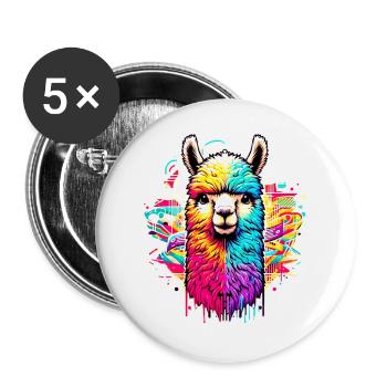 Alpaga - Lot de 5 grands badges (56 mm) - blanc - Devant