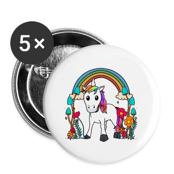 Licorne Licornes Créatures mythiques Animaux mythiques Enfant - Lot de 5 grands badges (56 mm) - blanc - Devant