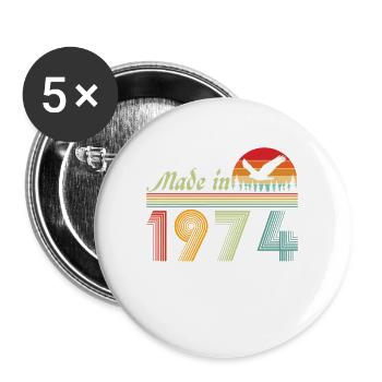 1974 Vintage Retro Geburtstagsgeschenk - Buttons groß 56 mm (5er Pack) - Weiß - Vorne