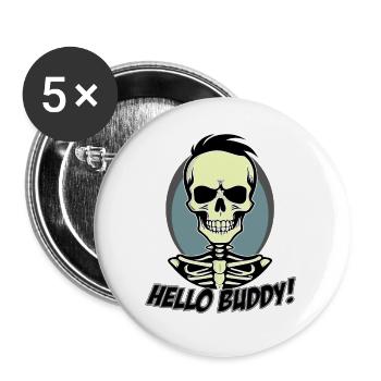 Hello Buddy - Buttons groß 56 mm (5er Pack) - Weiß - Vorne