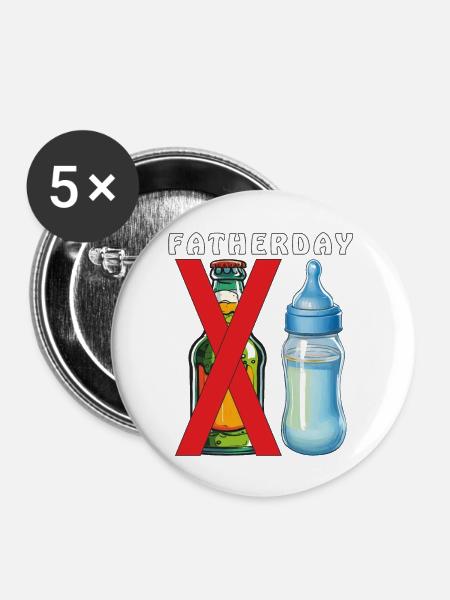 BABYFLASCHE BIERFLASCHE FATHERDAY - Buttons groß 56 mm (5er Pack) - Weiß