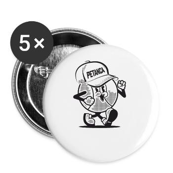 Boules de boule Petanca Legend pour pétanque Boule - Lot de 5 grands badges (56 mm) - blanc - Devant