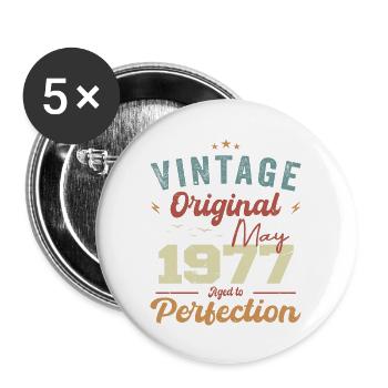 May 1977 Birthday May 1977 Gift May 1977 - Buttons large 2.2''/56 mm (5-pack) - white - Front