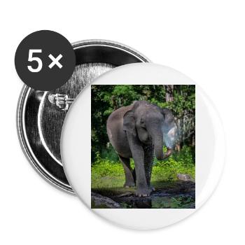 Beautiful Elephant - Buttons large 2.2''/56 mm (5-pack) - white - Front