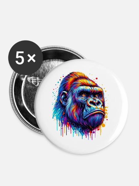 Gorilla - Buttons groß 56 mm (5er Pack) - Weiß