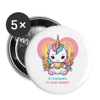 Süßes Milch Einhorn - Buttons groß 56 mm (5er Pack) - Weiß - Vorne
