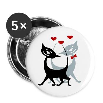 verliebte Katzen - Buttons groß 56 mm (5er Pack) - Weiß - Vorne