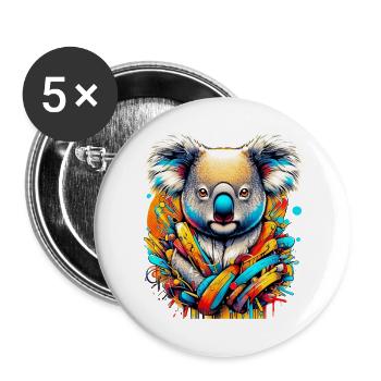 Koala - Buttons groß 56 mm (5er Pack) - Weiß - Vorne