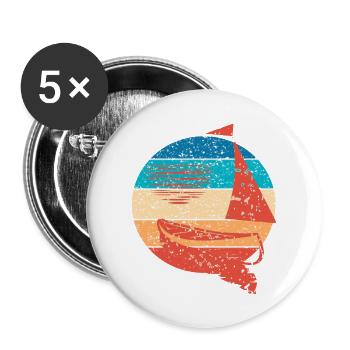 Sailboat vintage - Buttons large 2.2''/56 mm (5-pack) - white - Front