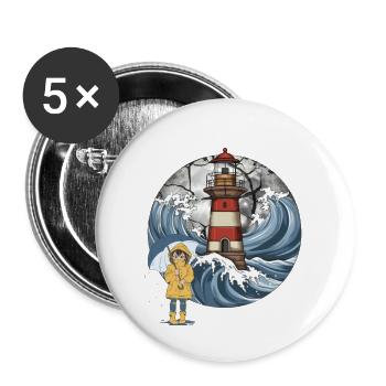 Phare Sea Girl Côte Maritime - Lot de 5 grands badges (56 mm) - blanc - Devant