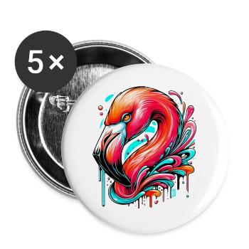 Flamingo - Buttons groß 56 mm (5er Pack) - Weiß - Vorne