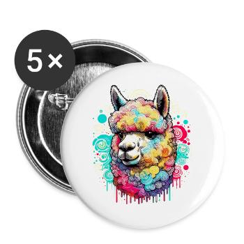Alpaka - Buttons groß 56 mm (5er Pack) - Weiß - Vorne