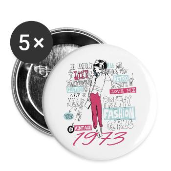 Millésime 1973 Cadeau Anniversaire 1973 Fille 1973 - Lot de 5 grands badges (56 mm) - blanc - Devant