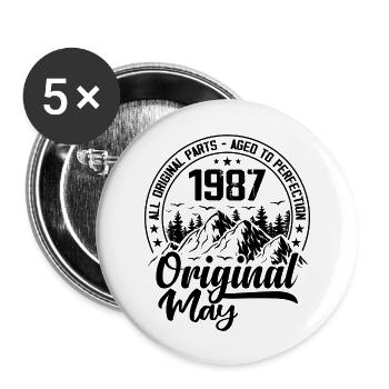 1987 May Original: 37 Years Anniversary Gift - Buttons large 2.2''/56 mm (5-pack) - white - Front