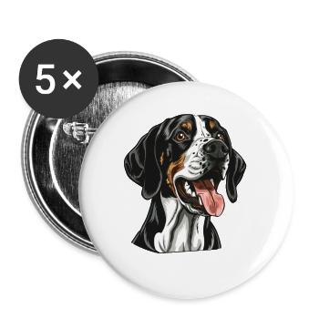 English Pointer | Cartoon Artwork - Buttons groß 56 mm (5er Pack) - Weiß - Vorne