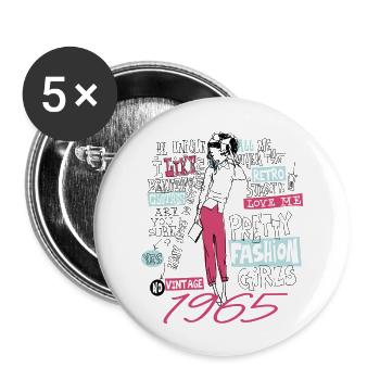 Jahrgang 1965 Geburtstagsgeschenk 1965 Tochter 1965 - Buttons groß 56 mm (5er Pack) - Weiß - Vorne