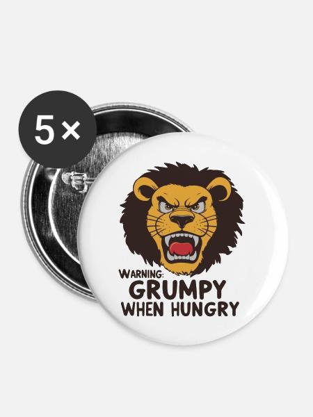 MÜRRISCH, WENN HUNGRIG - Buttons groß 56 mm (5er Pack) - Weiß