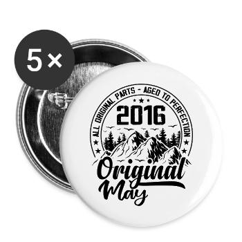 2016 May Original: 8 Years Anniversary Gift - Buttons large 2.2''/56 mm (5-pack) - white - Front
