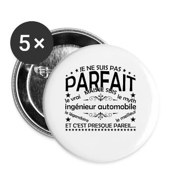 ingénieur automobile cadeau ingénieur automobile - Lot de 5 grands badges (56 mm) - blanc - Devant