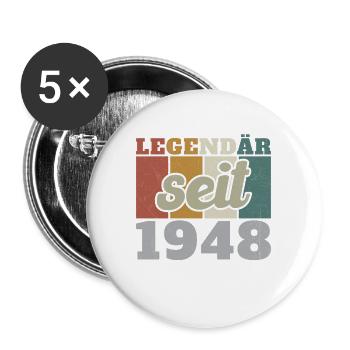 Legendär seit 1948 Geburtstagsgeschenk - Buttons groß 56 mm (5er Pack) - Weiß - Vorne