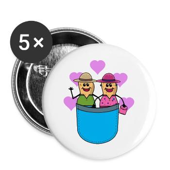 Erdnuss Ehepaar Ehemann Ehefrau Valentin - Buttons groß 56 mm (5er Pack) - Weiß - Vorne