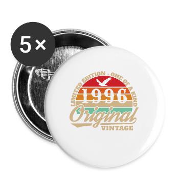 30 Jahre 1996 Vintage Retro Geburtstagsgeschenk - Buttons groß 56 mm (5er Pack) - Weiß - Vorne