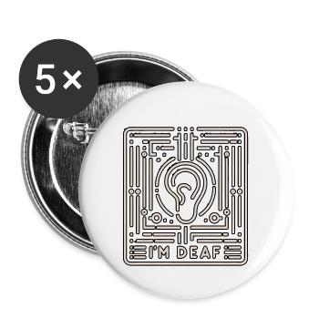 I'm Deaf 40 - Buttons groß 56 mm (5er Pack) - Weiß - Vorne