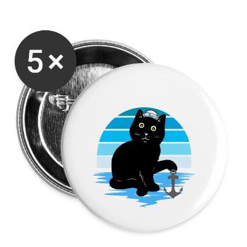 Cat Vintage Sailor Heart Sailors 80's 90's - Buttons large 2.2''/56 mm (5-pack) - white - Front