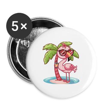 Palmier d’été de l’île Flamingo - Lot de 5 grands badges (56 mm) - blanc - Devant