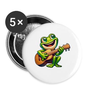 Mignon Grenouille Guitariste Musique - Lot de 5 grands badges (56 mm) - blanc - Devant