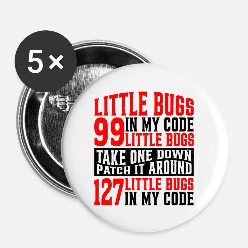 99 petits bugs dans mon code 7 - Lot de 5 grands badges (56 mm) - blanc