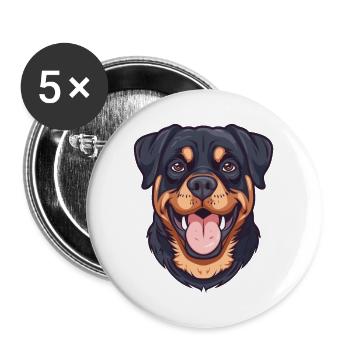 Rottweiler | Illustration de dessin animé - Lot de 5 grands badges (56 mm) - blanc - Devant