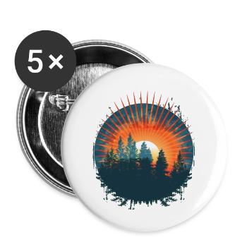 Sunset Forest Silhouette Adventure - Buttons large 2.2''/56 mm (5-pack) - white - Front