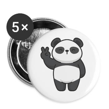 Motiv Panda mit Friedenszeichen Comic - Buttons groß 56 mm (5er Pack) - Weiß - Vorne