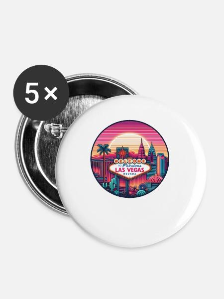 Las Vegas - Buttons groß 56 mm (5er Pack) - Weiß