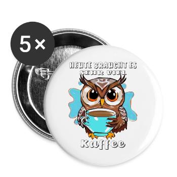 EULE SEHR VIEL KAFFEE - Buttons groß 56 mm (5er Pack) - Weiß - Vorne
