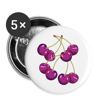 Rockabilly Retro Vintage Cherries Cherry 80's Obs - Buttons large 2.2''/56 mm (5-pack) - white - Front