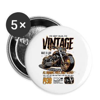 Motorrad Geburtstag geboren 1930 - Buttons groß 56 mm (5er Pack) - Weiß - Vorne