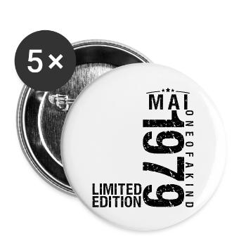 Anniversaire Mai 1979 Mai né en Mai - Lot de 5 grands badges (56 mm) - blanc - Devant