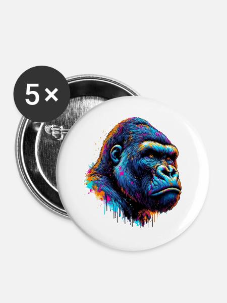 Gorilla - Buttons groß 56 mm (5er Pack) - Weiß