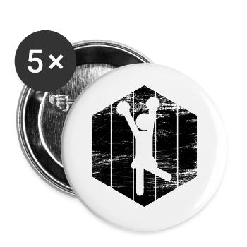 Figurines de pom-pom girl - Lot de 5 grands badges (56 mm) - blanc - Devant
