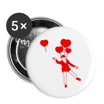 Rising Heart Balloons - Buttons large 2.2''/56 mm (5-pack) - white - Front