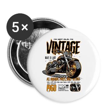 Moto Motards Motard Anniversaire Né En 1960 - Lot de 5 grands badges (56 mm) - blanc - Devant