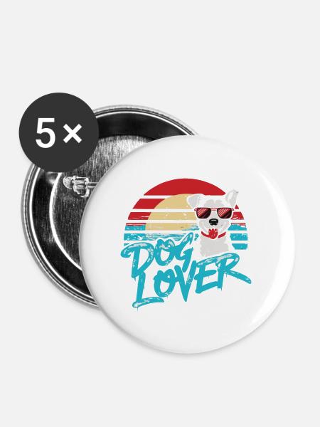 HUNDEFREUND - Buttons groß 56 mm (5er Pack) - Weiß